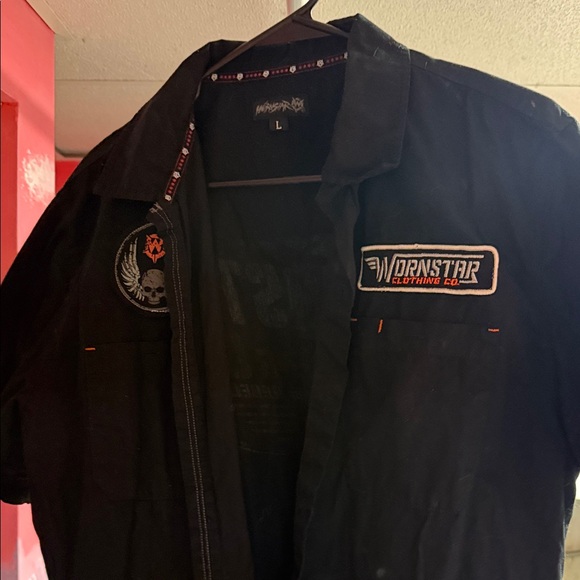 Black Casual Button Down Shirt—short sleeve work shirt - Picture 1 of 12